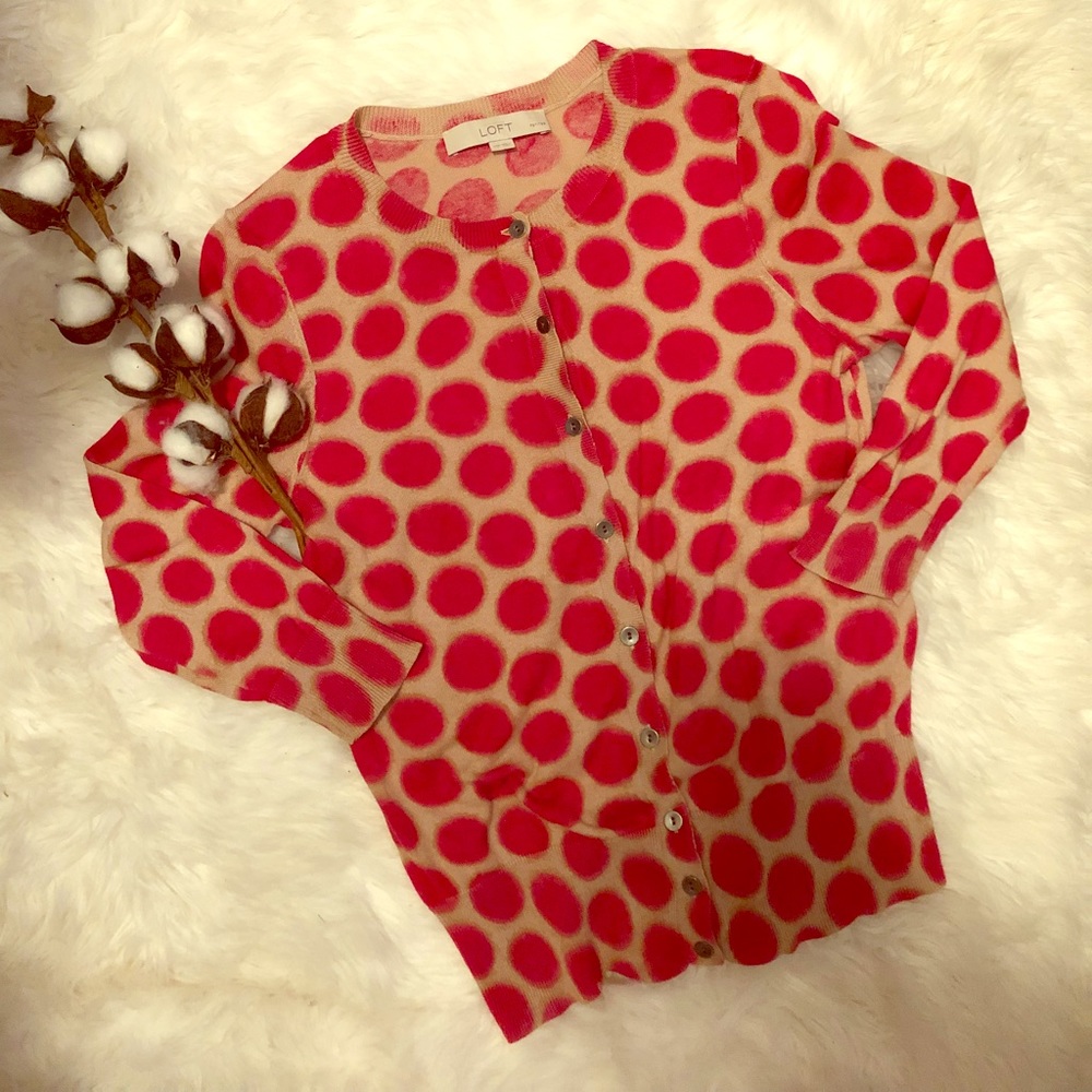 {Loft} Polka Dot Cardigan